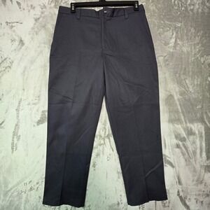 Cintas ComfortFLEX Mens Navy Blue Work Pants 34 Flat Front Twill Trousers